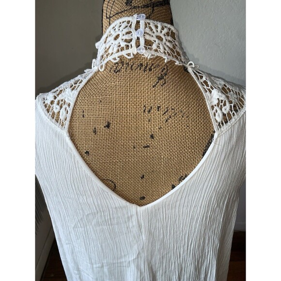 J For Justice White Mini Flowing Hippie Coquette Girl Summer Crochet Dress MED - Picture 9 of 9